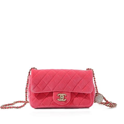 Chanel pink velvet bag